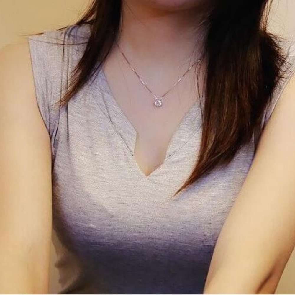 NEW 2ct Solitaire Diamond Sterling Silver Necklace - Picture 9 of 9